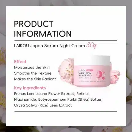 Laikou Sakura Night Cream Retinol + Niacinamide Moisturizing 30g