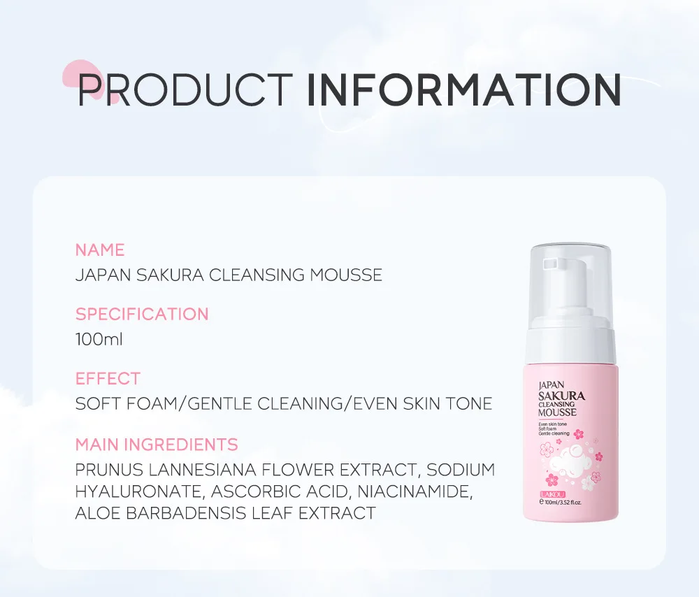 Laikou Japan Sakura Cleansing Mousse Face Cleanser – 100ml