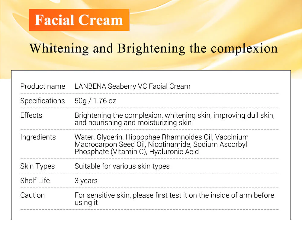 Lanbena Vitamin C Cream Brightening Facial Cream – 50gm