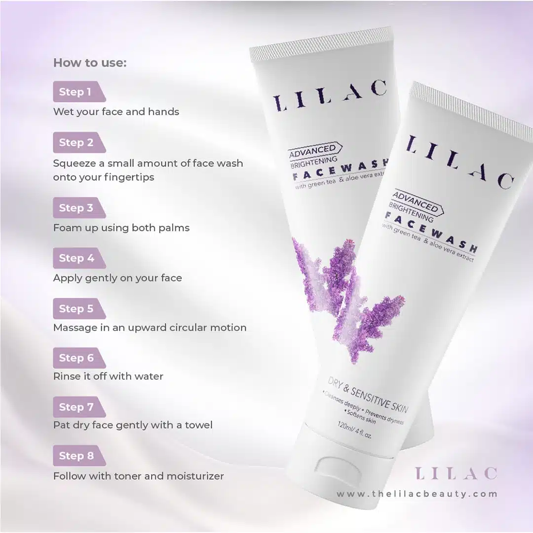 Lilac Advanced Brightening Face Wash Dry And Sensitive Skin 120ml