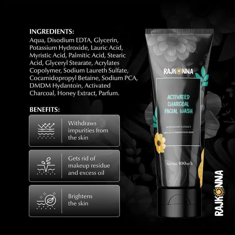 Rajkonna Activated Charcoal Facial Wash 100ml
