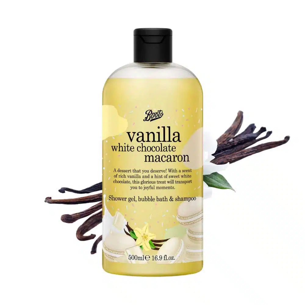 Boots Vanilla White 3in1 Shower Gel, Bubble Bath & Shampoo 500ml